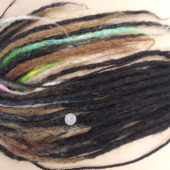 Black ombre colorful tie on dreadlock extensions - Picture 3 of 6